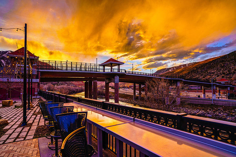 Dramatic Sunset Along the Colorado River Downtown Glenwood Springs